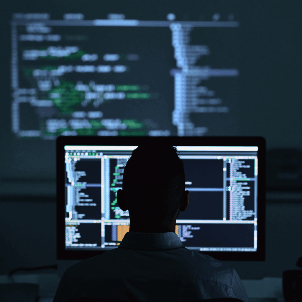 Traderoot Technologies employee busy coding in the office